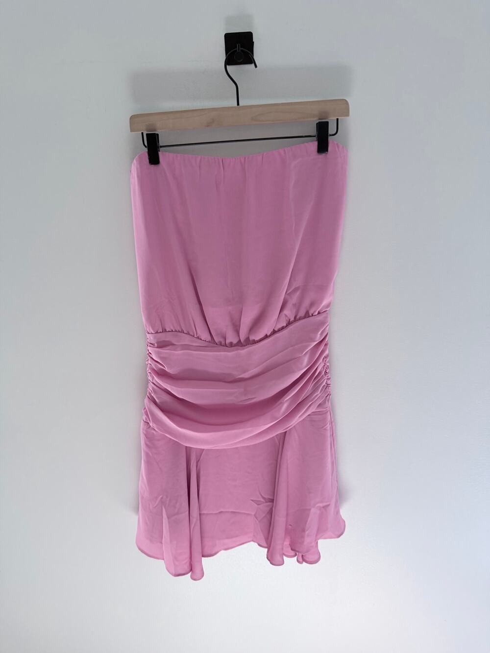 NWT Krisa Pink Strapless Ruched Drop-Waist Mini Dress-Size S
